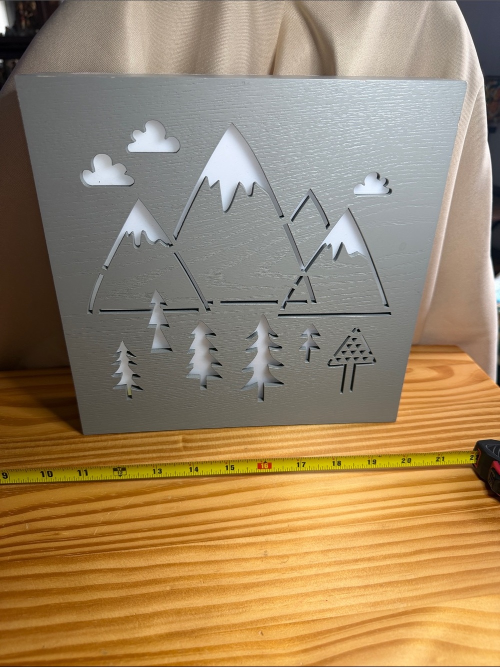 Cloud Island Gray Mountain LED Light Box Nursery Decor Nightlight 12x12